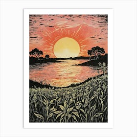 Sunset At The Lake 1 Art Print