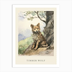 Beatrix Potter Inspired  Animal Watercolour Timber Wolf 2 Art Print