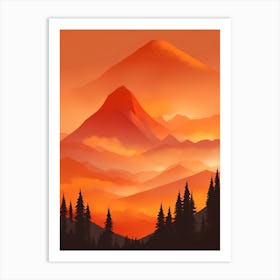 Misty Mountains Vertical Composition In Orange Tone 332 Art Print