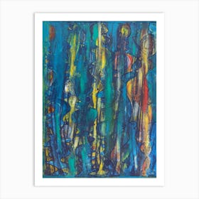 Abstract Wall Art  With Blue & Yellow Art Print