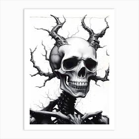 Skeleton With Horns Art Print