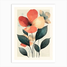 Flowers On A White Background Art Print