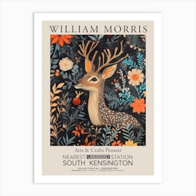 William Morris Prints Deer Portrait Christmas Gift Winter Vintage Art Print