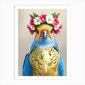 Parrot In Flower Crown Art Print