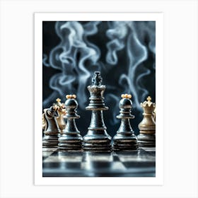 Chess Pieces With Smoke Art Print