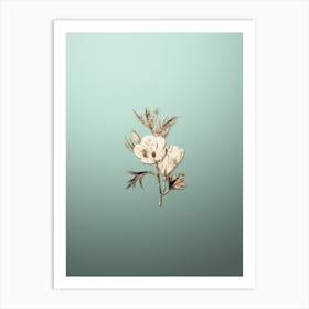 Gold Botanical Lilac Hibiscus Flower Branch on Mint Green n.2284 Art Print