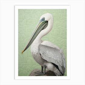 Ohara Koson Inspired Bird Painting Brown Pelican 1 Art Print