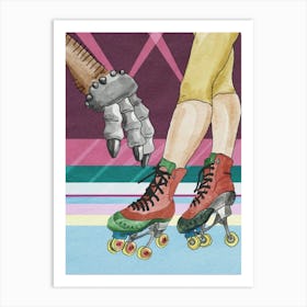 Rexie Loves Rollerskates Art Print