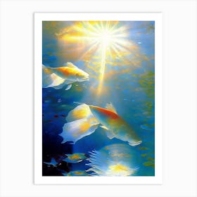 Hikari Mujimono 1, Koi Fish Monet Style Classic Painting Art Print