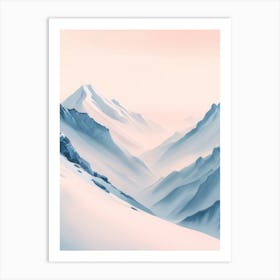 Pink Foggy Morning Over The Alps Pristine Cold Mountains Art Print