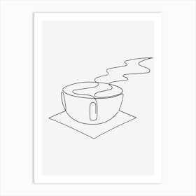 Hot Coffee One Line Drawing Art Print