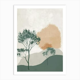 Peach Tree Minimal Japandi Illustration 4 Art Print