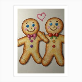 Gingerbread Lovers Art Print