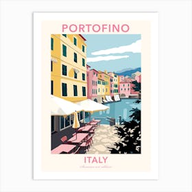 Portofino, Italy, Flat Pastels Tones Illustration 1 Poster Art Print