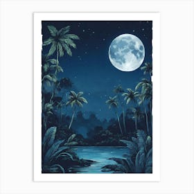 Full Moon In The Jungle 7 Art Print