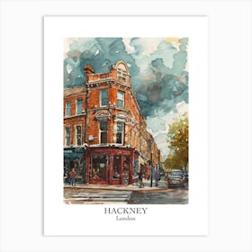 Hackney London Borough   Street Watercolour 5 Poster Art Print