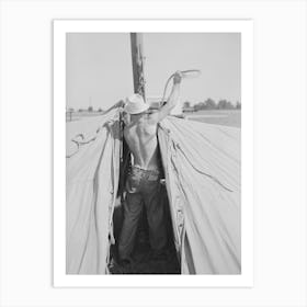 Member Of Carnival Crew At Work, Lasses White Traveling Show, Sikeston, Missouri By Russell Lee Art Print