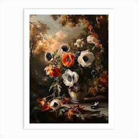 Baroque Floral Still Life Anemone 1 Art Print