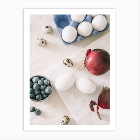 Eggs And Blueberries Art Print