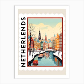 Retro Winter Stamp Poster Amsterdam Netherlands 1 Art Print