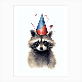 Raccoon With A Party Hat 1 Art Print
