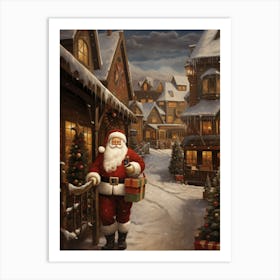 Santa Claus In The Village Art Print