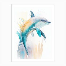 Heaviside S Dolphin Storybook Watercolour  (1) Art Print
