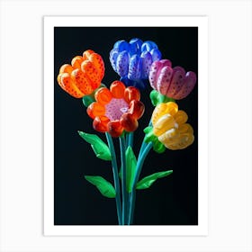Bright Inflatable Flowers Scabiosa 2 Art Print