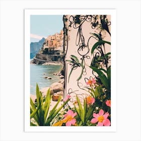 Amalfi Coast, Flower Collage 7 Art Print