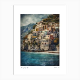Amalfi Coast, Salerno Italy Pencil Drawing Style 6 Art Print