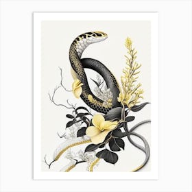 Yellow Lipped Sea Krait Snake Gold And Black Art Print