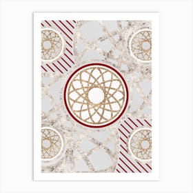 Geometric Abstract Glyph in Festive Gold Silver and Red n.0069 Art Print