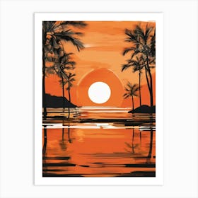 Sunset With Palm Trees 9 Art Print