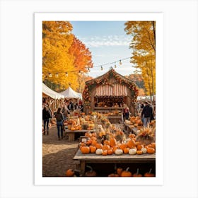 An Old Style Fall Fair Set Amid The Heart Of A Golden Hued Forest The Venue Is Bedecked With Lively 2 1 Art Print