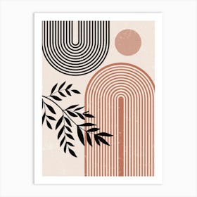 Geometric Shapes Lines Curves Foliage Leaves Art Print