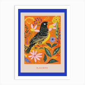 Spring Birds Poster Blackbird 1 Art Print