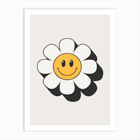 Retro Smiley Flower Art Print