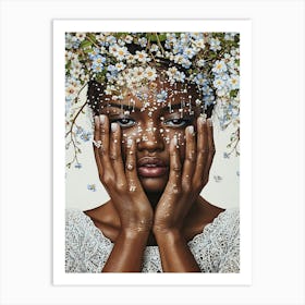 Afrofuturism - Black Woman with Flowers Art Print