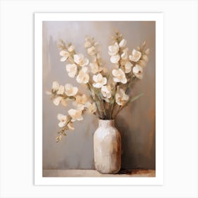 Freesia, Autumn Fall Flowers Sitting In A White Vase, Farmhouse Style 4 Art Print