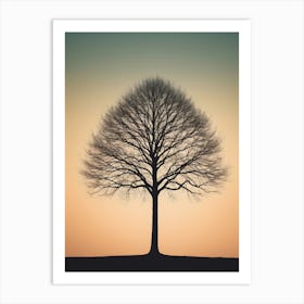 Silhouette Of A Tree At Sunset Art Print