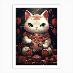 Maneki Neko Lucky Cat Japanese 8 Art Print