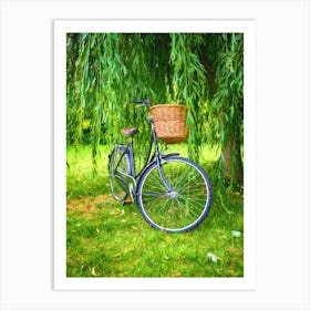 Bicycle And Willow Tree Art Print