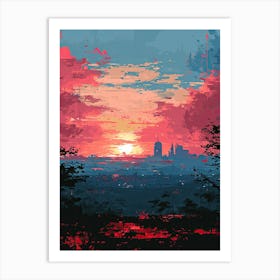 Sunset In The City | Pixel Art Series 2 Art Print