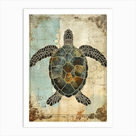 Sea Turtle Textured Collage 1 Art Print