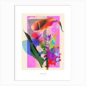 Calla Lily 3 Neon Flower Collage Poster Art Print