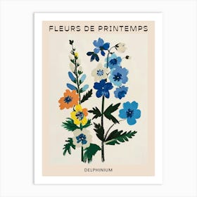 Spring Floral French Poster  Delphinium 2 Art Print