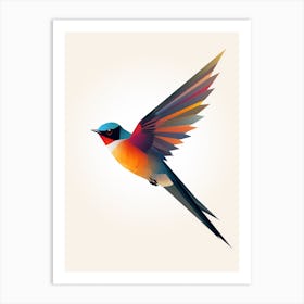 Colourful Geometric Bird Barn Swallow Art Print
