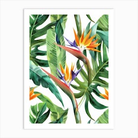 Bird Of Paradise Seamless Pattern 1 Art Print