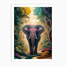 Elephant In The Forest 4 Art Print