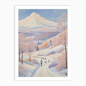 Snowy Stroll To The Mountain Art Print